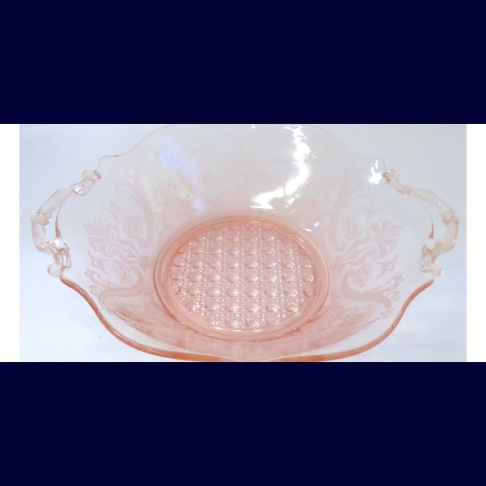 Pink Depression Era Etched Glass Bowl